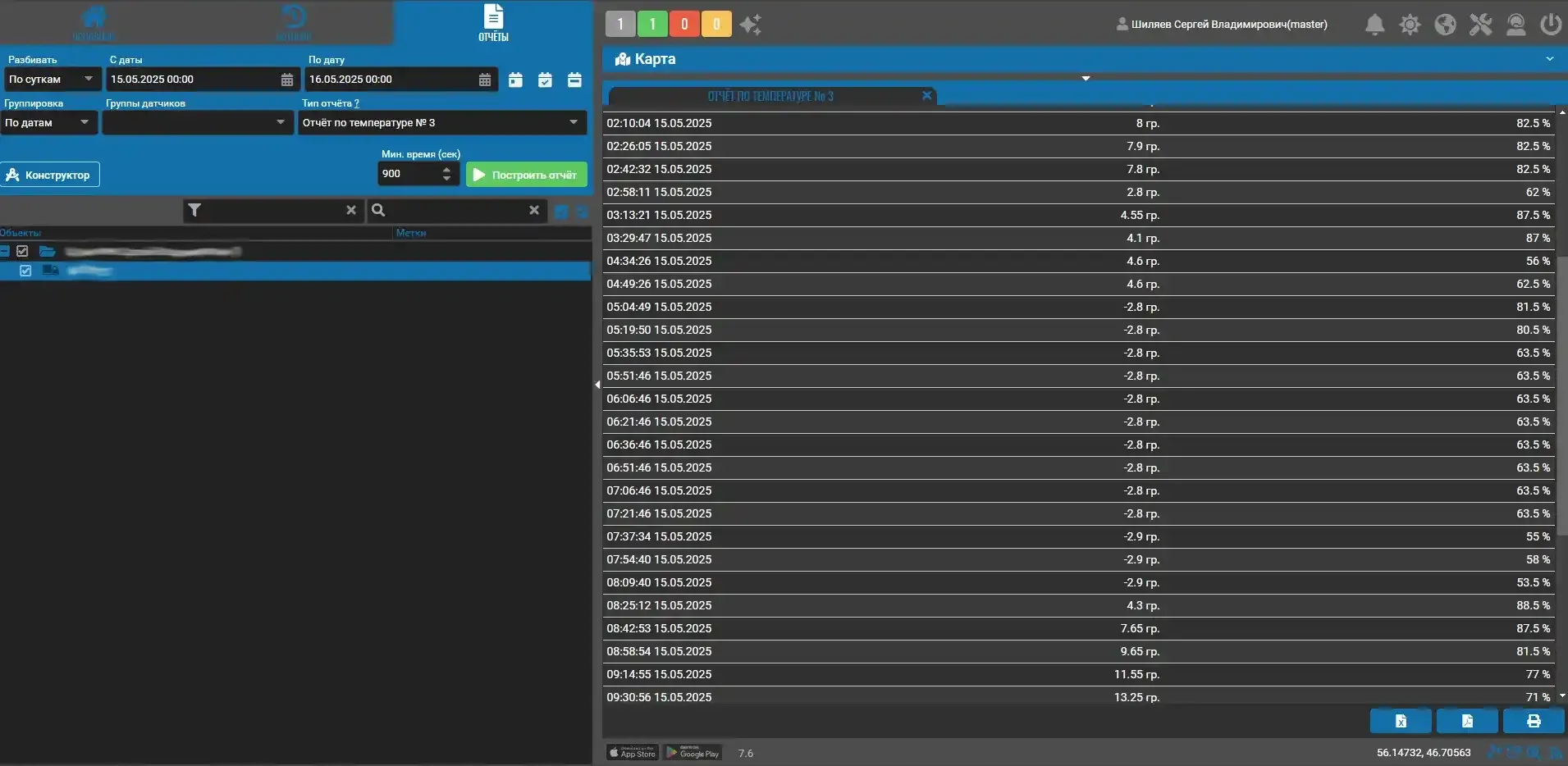 Отчет по температуре и влажности